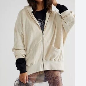 FP One Ash Waffle Knit Zip Up Oversized